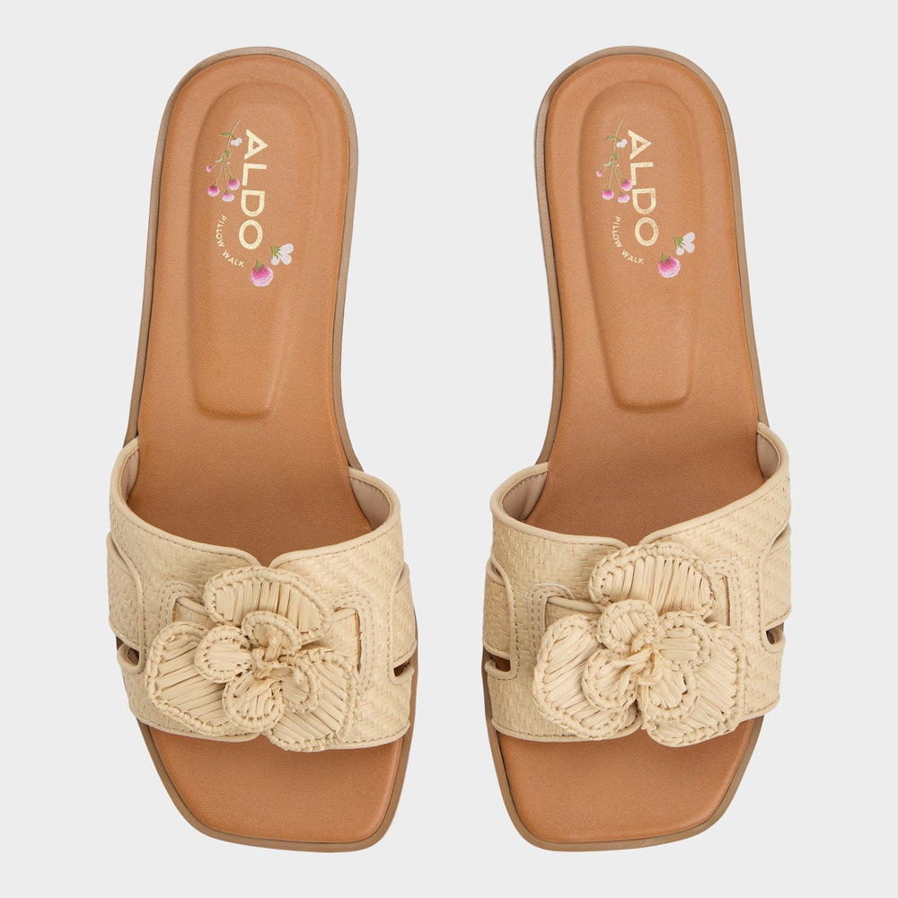 Light Beige Seaflower Light Beige Women's Flats - Slide sandal | Aldo