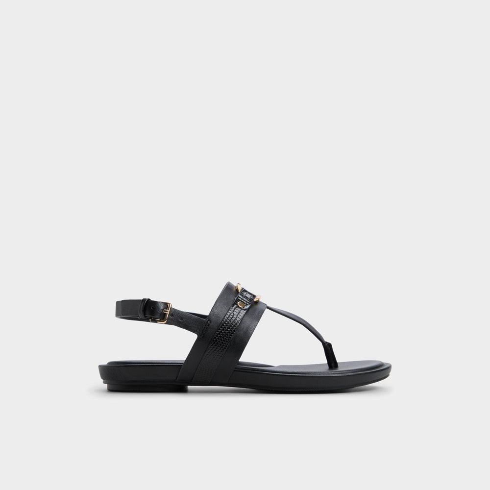 Black Taylen Black Women's Footbed sandals - T-strap sandal | Aldo