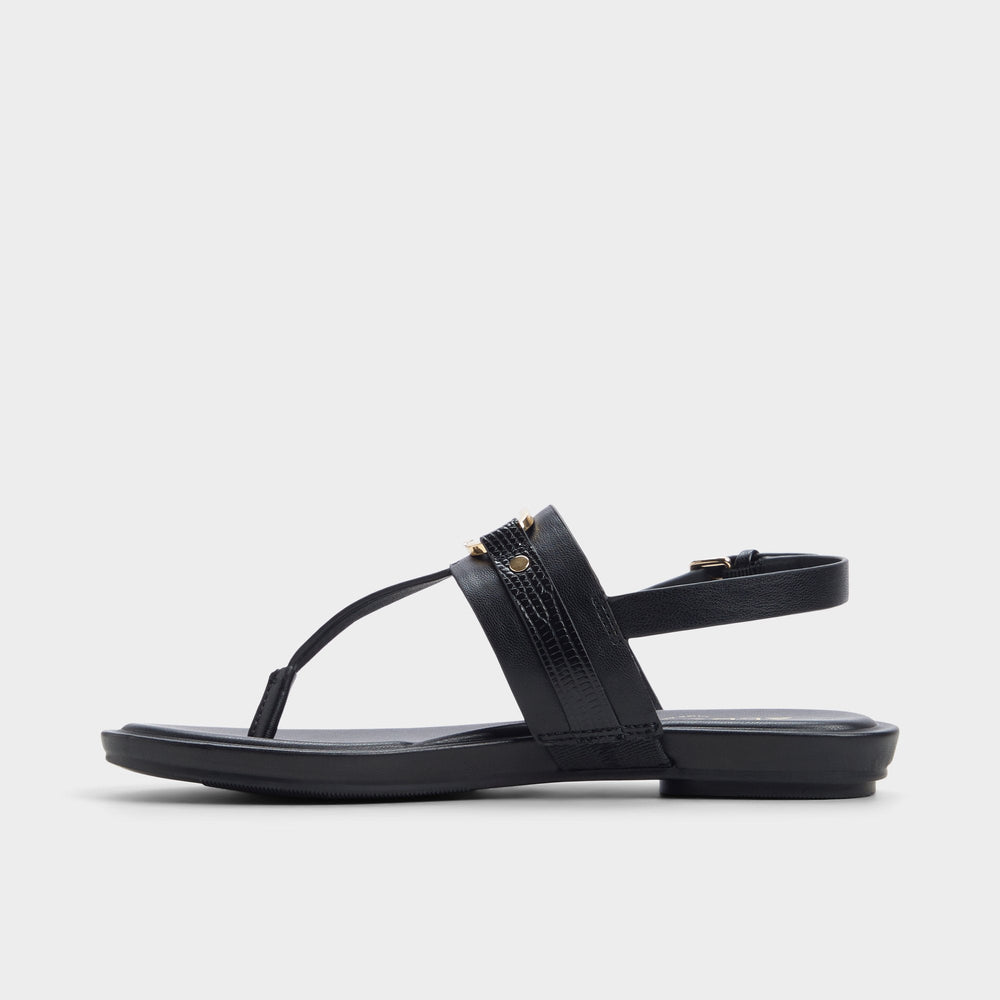 Black Taylen Black Women's Footbed sandals - T-strap sandal | Aldo