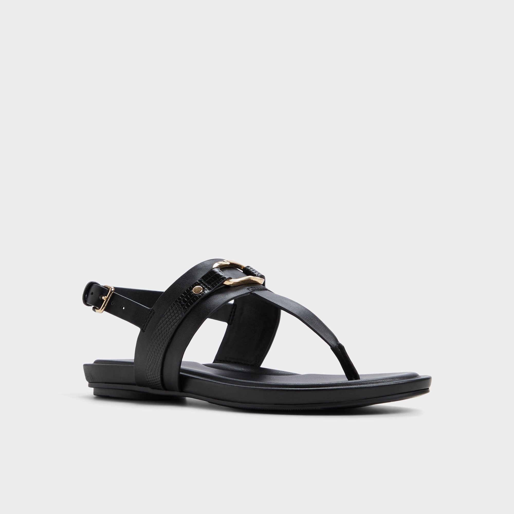 Black Taylen Black Women's Footbed sandals - T-strap sandal | Aldo