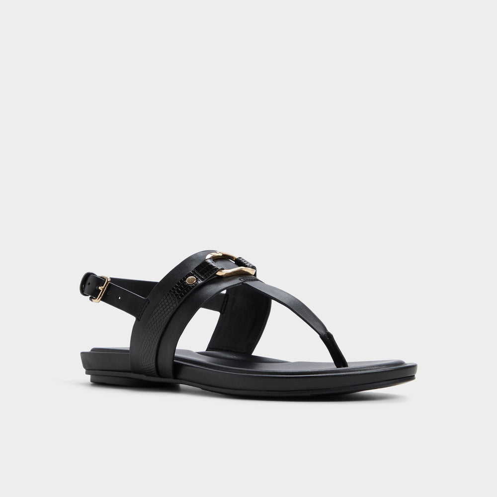 Black Taylen Black Women's Footbed sandals - T-strap sandal | Aldo