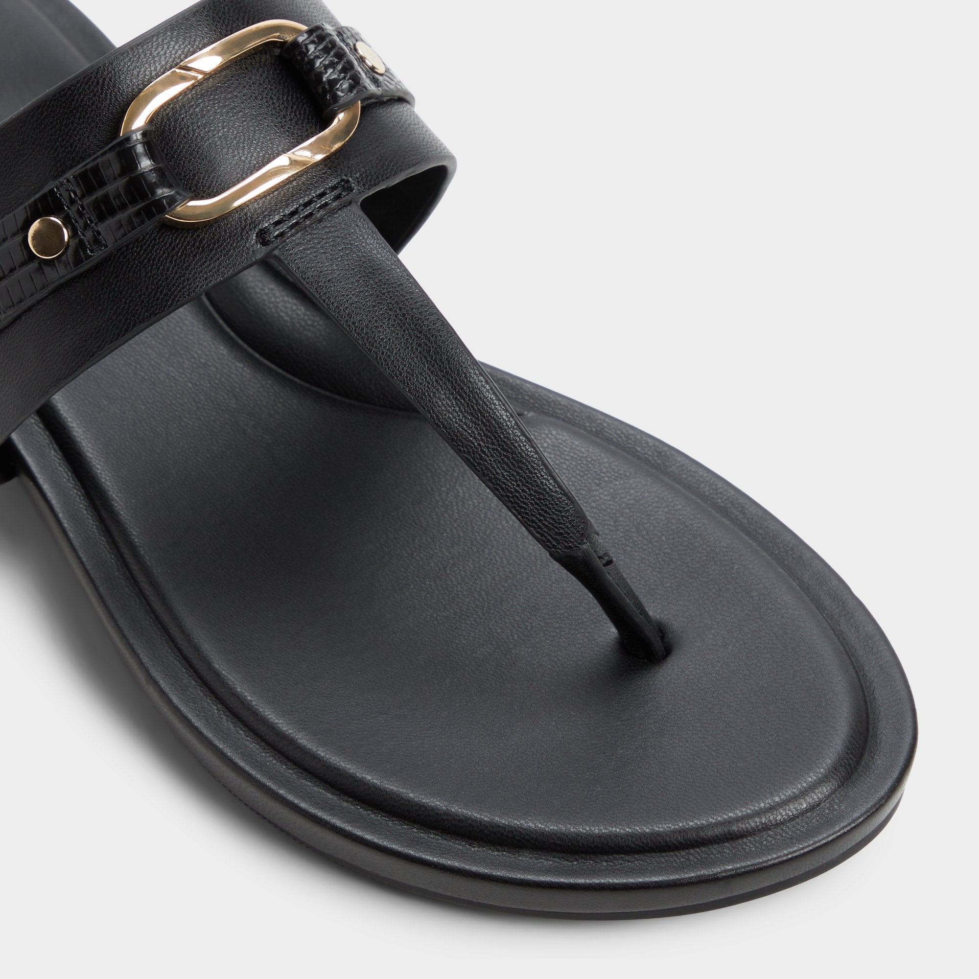 Black Taylen Black Women's Footbed sandals - T-strap sandal | Aldo