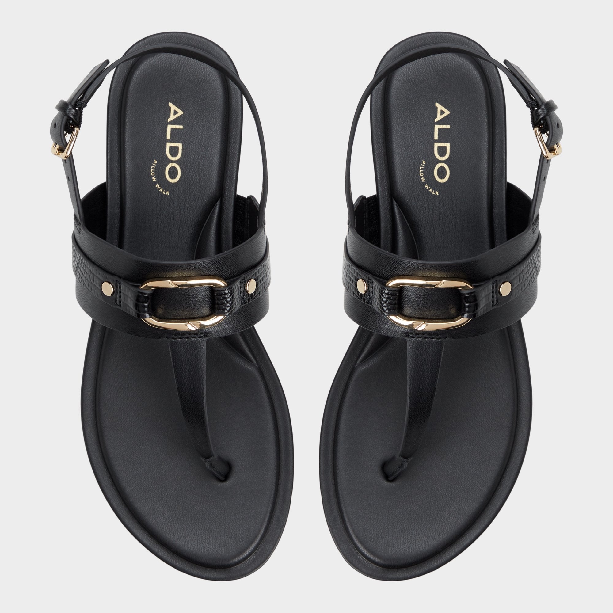 Black Taylen Black Women's Footbed sandals - T-strap sandal | Aldo