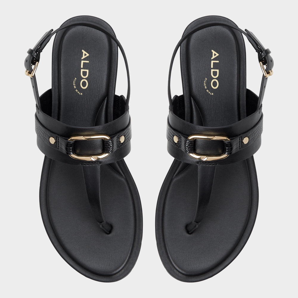 Black Taylen Black Women's Footbed sandals - T-strap sandal | Aldo