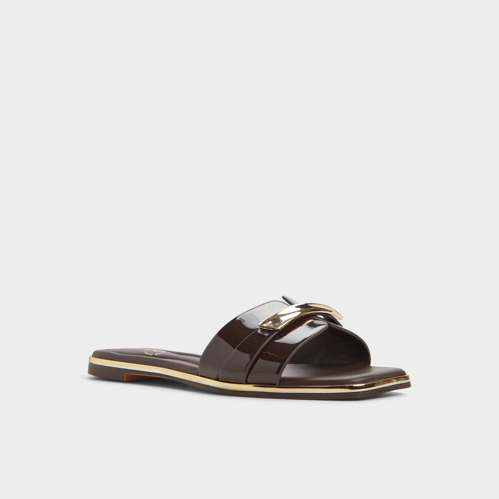 Medium brown Darlina Medium Brown Women's Flats - Slide sandal | Aldo