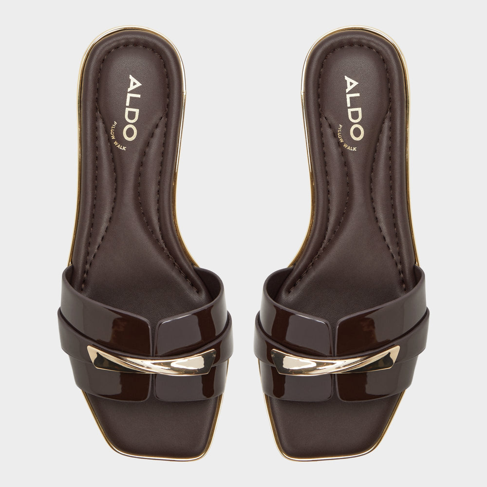 Medium brown Darlina Medium Brown Women's Flats - Slide sandal | Aldo