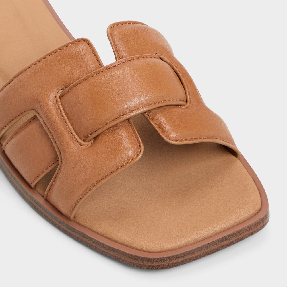 Medium Brown Eleny Medium Brown Women's Flats - Slide sandal | Aldo