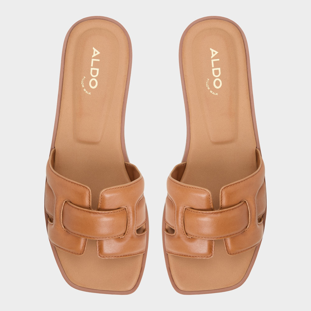 Medium Brown Eleny Medium Brown Women's Flats - Slide sandal | Aldo