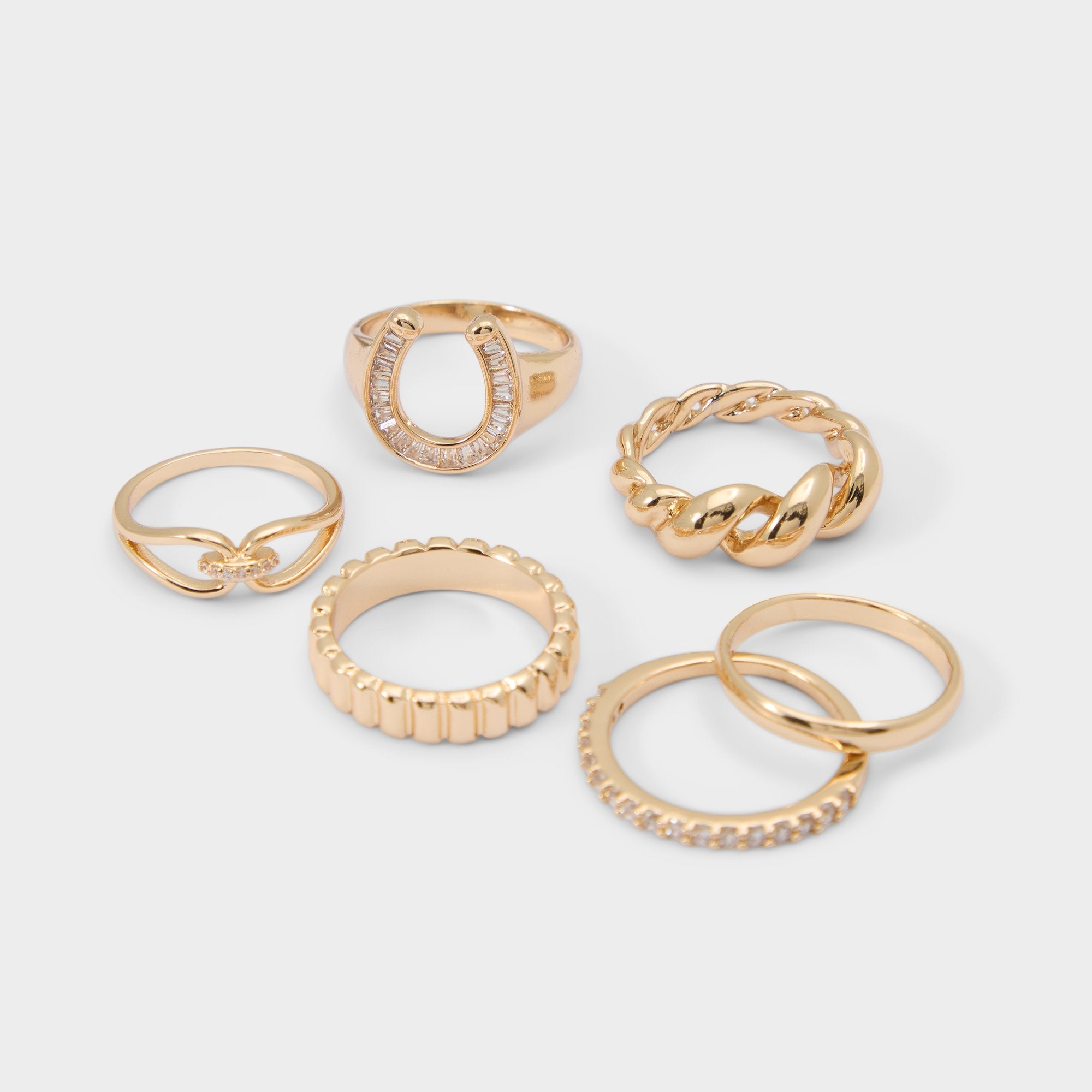 Gold/Clear Multi Luckyrings in Gold Clear Multi - Multi finger rings | Aldo