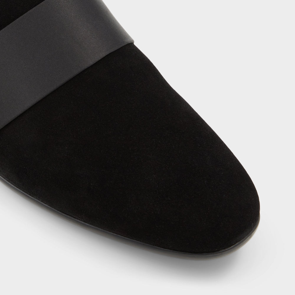 Open Black Asaria Open Black Leather Suede Men's Loafers & Slip-Ons - Loafer | Aldo