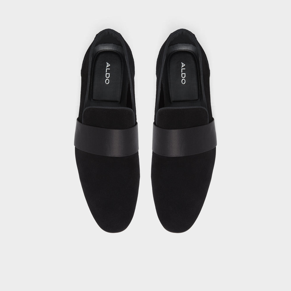 Open Black Asaria Open Black Leather Suede Men's Loafers & Slip-Ons - Loafer | Aldo