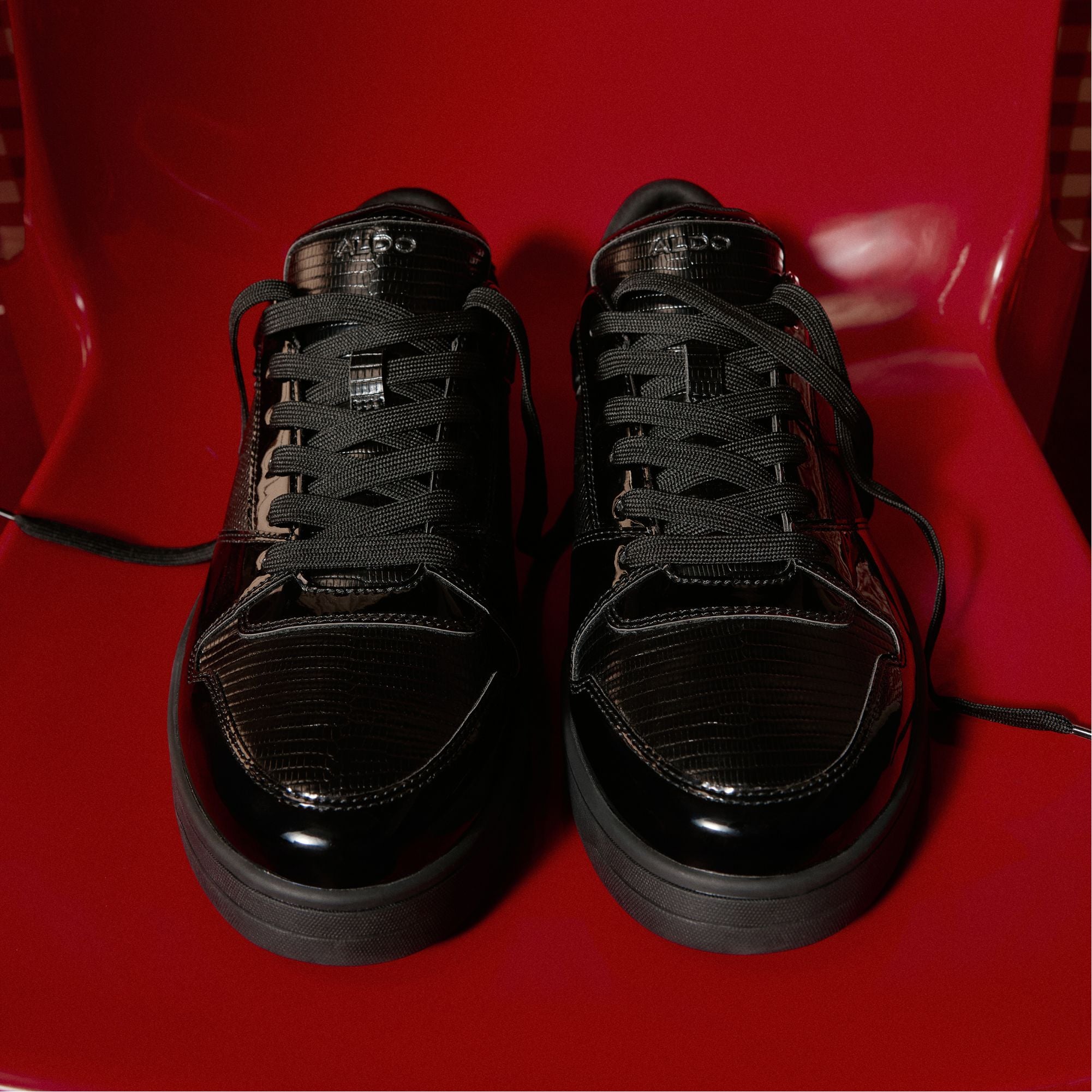 Black Zethan Black Synthetic Patent Men's Low top - Low top sneaker, Cup sole | Aldo