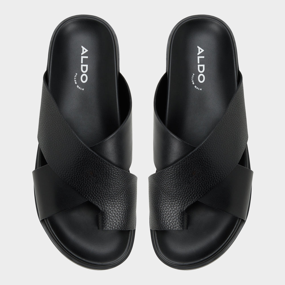Black Darley Black Men's Sandals & Slides - Strappy flat sandal | Aldo