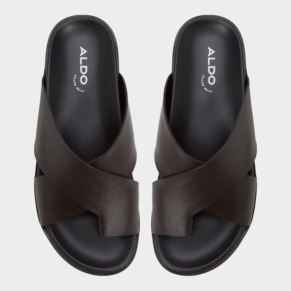 Dark brown Darley Dark Brown Men's Sandals & Slides - Strappy flat sandal | Aldo