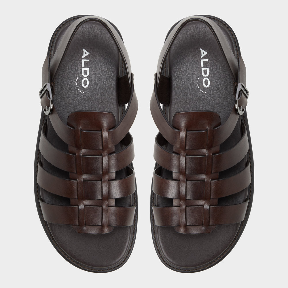 Dark Brown Warley Dark Brown Men's Sandals & Slides - Strappy flat sandal | Aldo