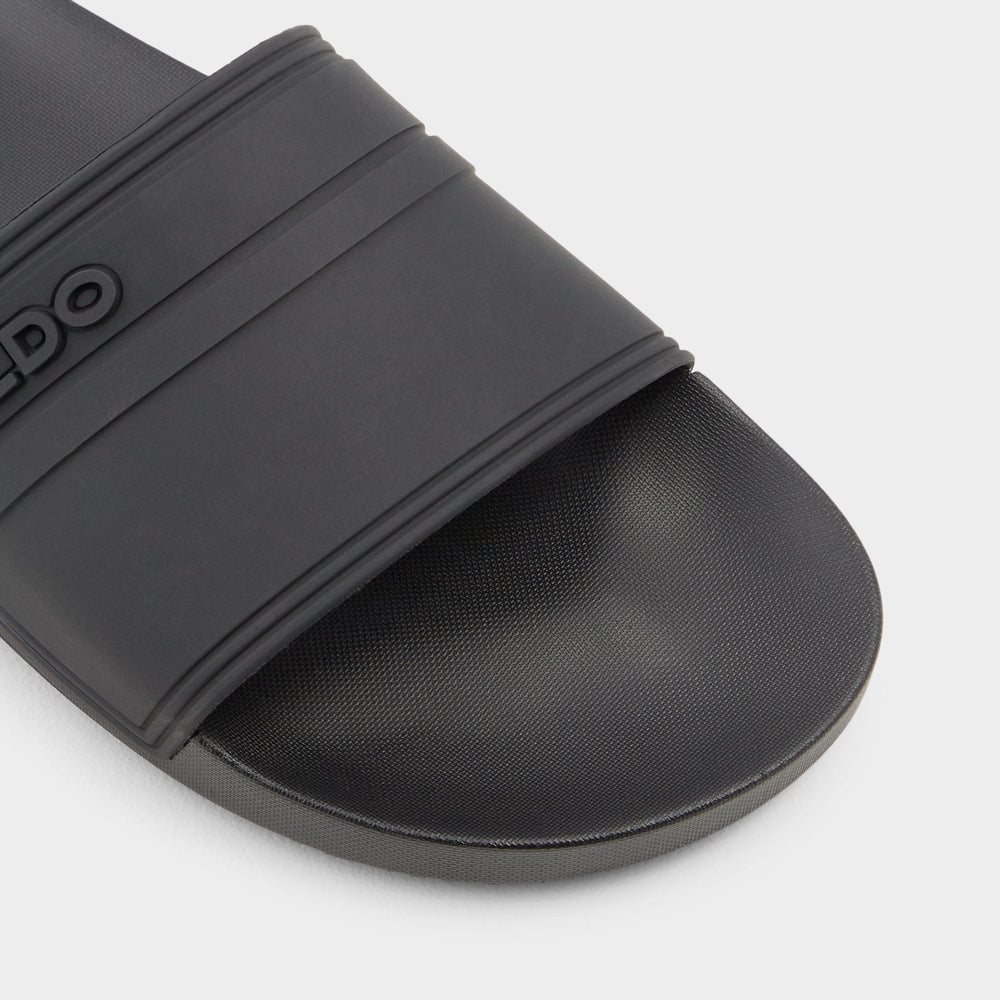 Black Dinmore Black Synthetic Rubber Men's Slides - Slide sandal | Aldo