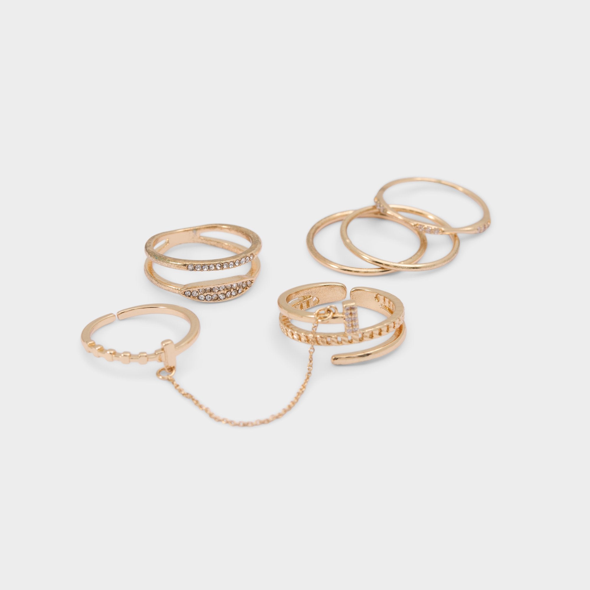 Gold/clear multi Ringsies in Gold Clear Multi - Multi finger rings | Aldo