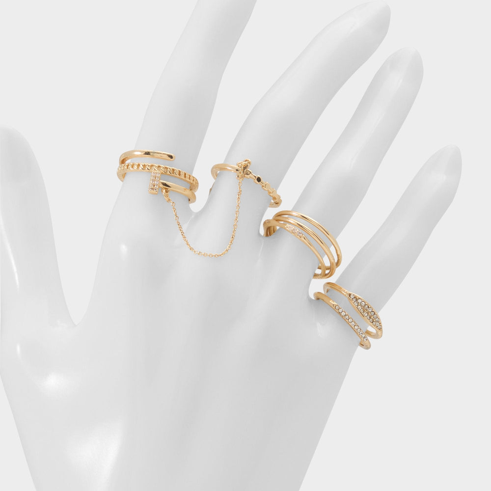 Gold/clear multi Ringsies in Gold Clear Multi - Multi finger rings | Aldo
