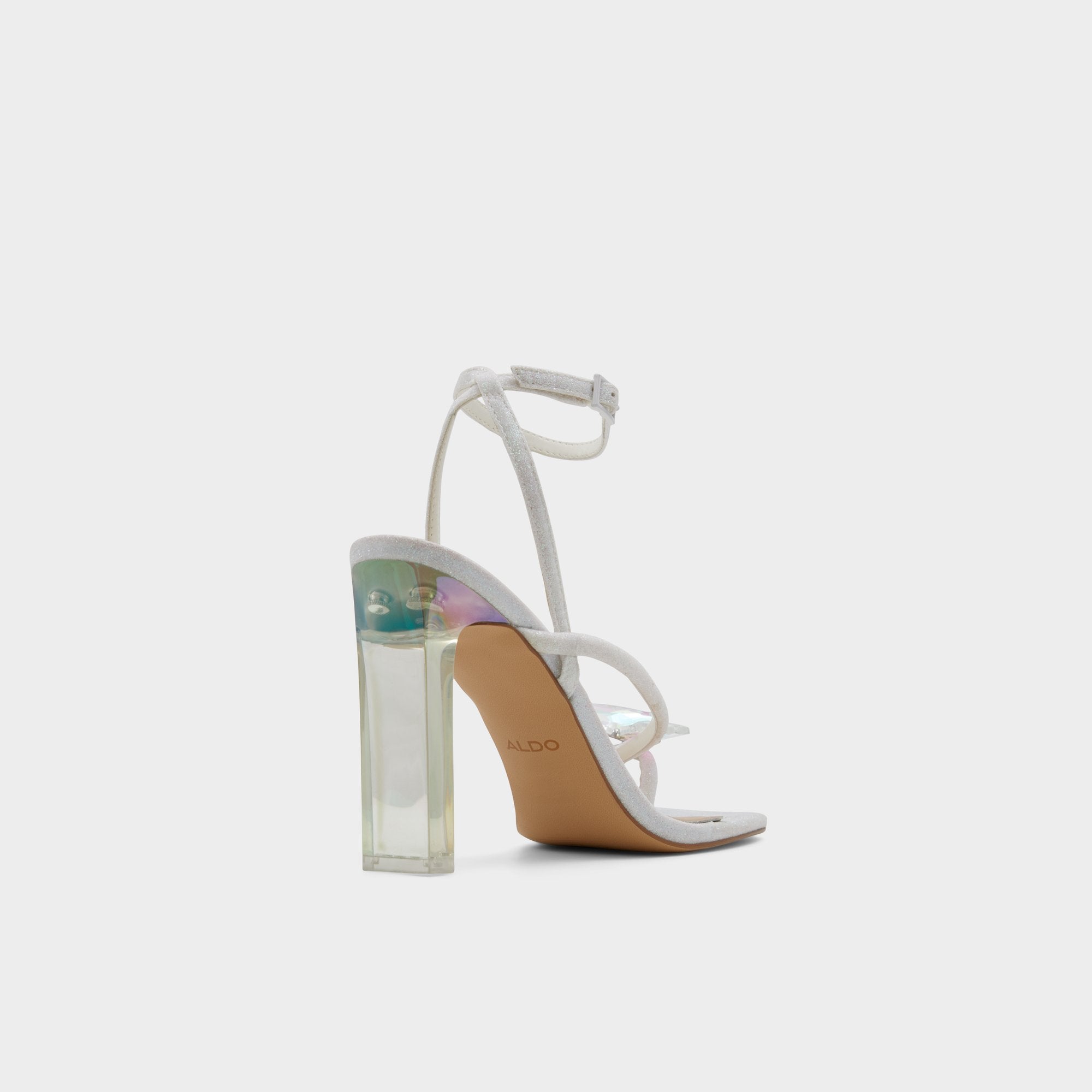 White Pepela in White - Strappy heeled sandal, Block heel | Aldo