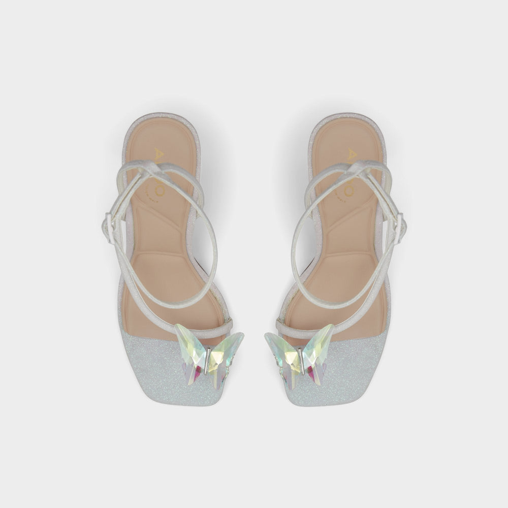 White Pepela in White - Strappy heeled sandal, Block heel | Aldo