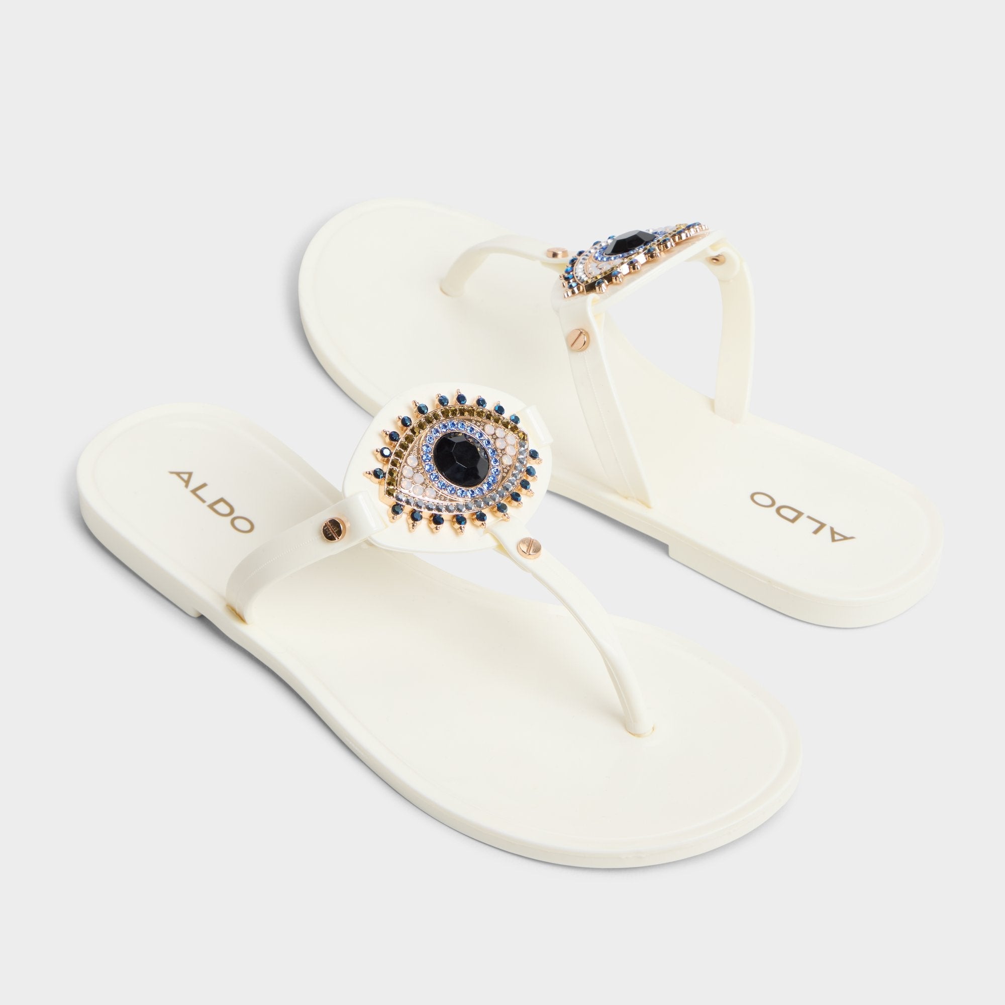 White Ebariel White Women's Jelly Sandals & Flip Flops - T-strap sandal | Aldo