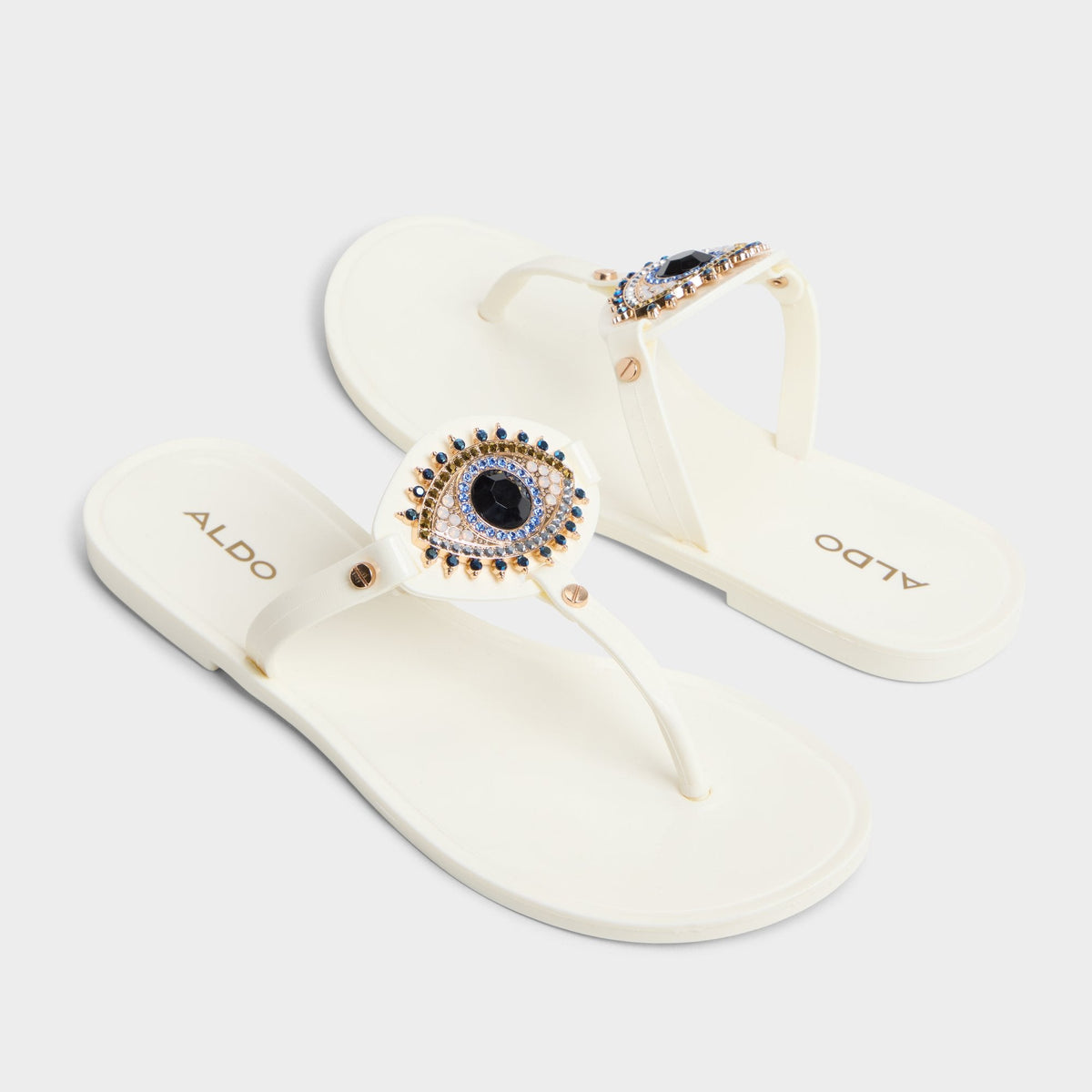 White Ebariel White Women's Jelly Sandals & Flip Flops - T-strap sandal | Aldo